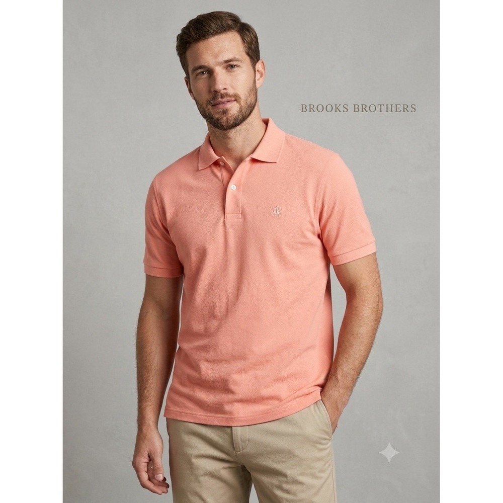 Men's Size Large Brooks Brothers 346 Vintage Polo Original Fit 100% Cotton Orang
